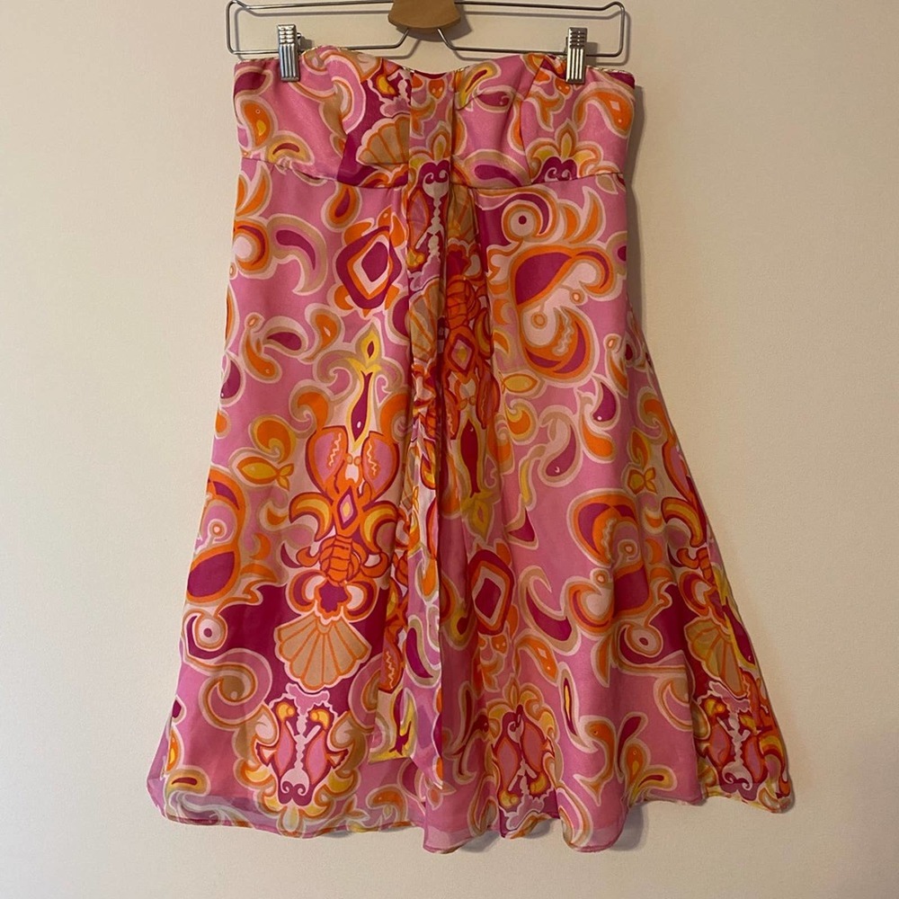 Lilly Pulitzer pink strapless dress with halter ties women size 2